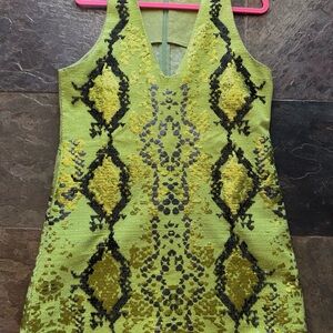 NWOT Queen of Sparkles Electric Snake Sequin Dress Medium